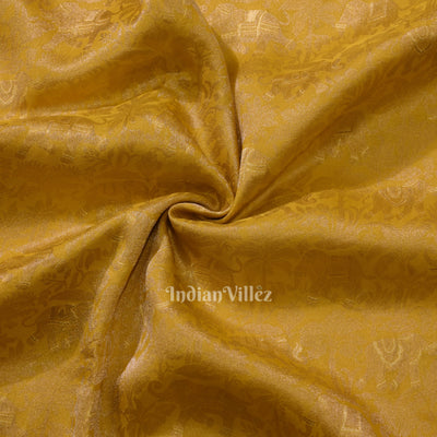 Golden Yellow Tussar Banarasi Silk Saree with Tassels