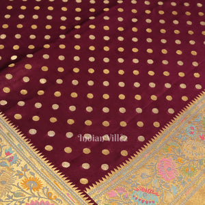 Purple Banarasi Silk Saree With Paithani Border and Pallu