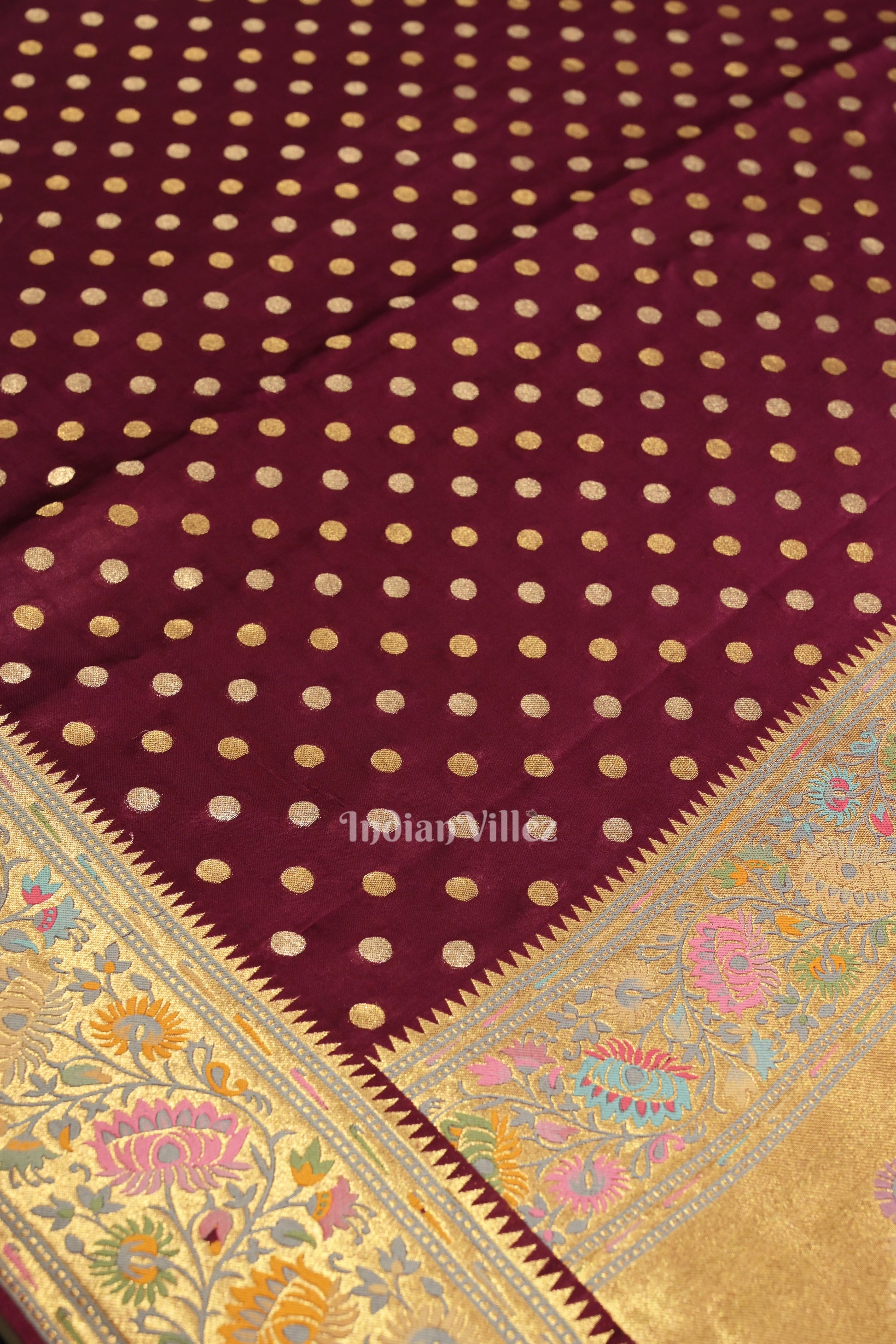 Purple Banarasi Silk Saree With Paithani Border and Pallu