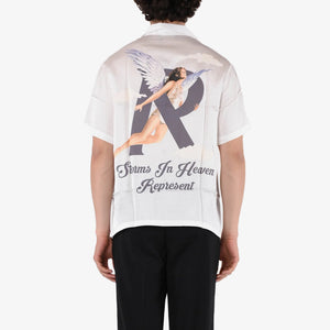 Represent | STORMS IN HEAVEN SATIN SHIRT  { FLAT WHITE