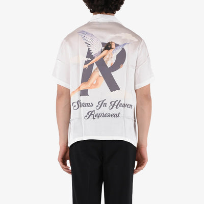 Represent | STORMS IN HEAVEN SATIN SHIRT  { FLAT WHITE