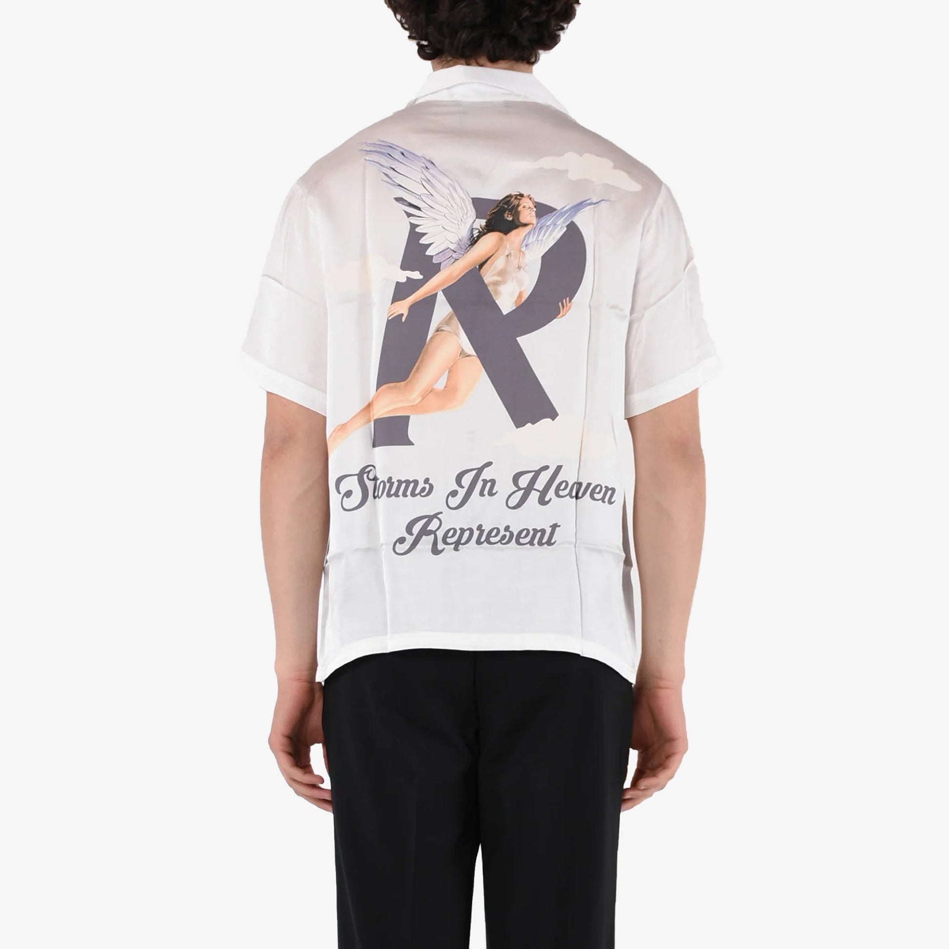Represent | STORMS IN HEAVEN SATIN SHIRT  { FLAT WHITE