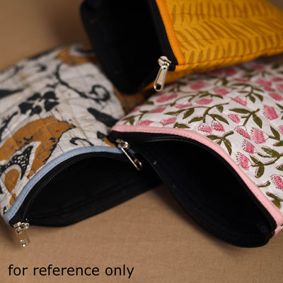 Brown - Handmade Quilted Cotton Utility Pouch 04