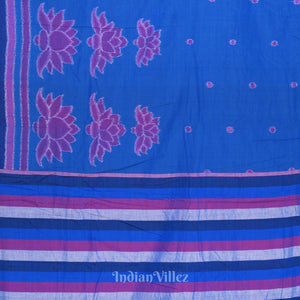 Sky Blue Lotus Pure Sambalpuri Cotton Saree