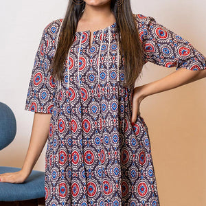 Brown Printed Pure Cotton Top