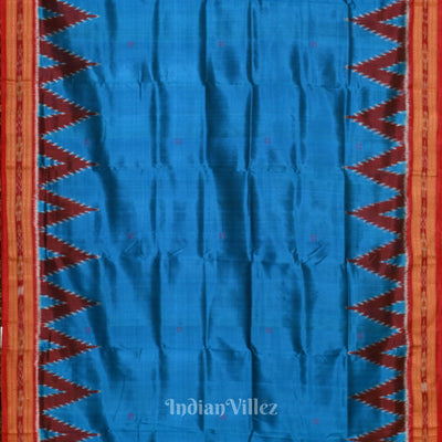 Sky Blue Red Butta Theme Odisha Handloom Khandua Silk Saree