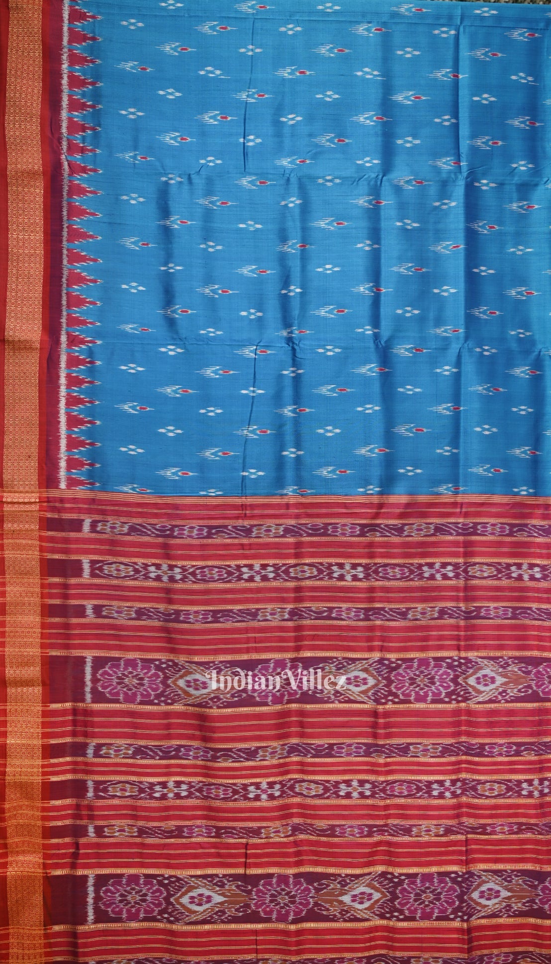 Cupper Sulphate Mayur Chandrika Odisha Ikat Khandua Silk Saree