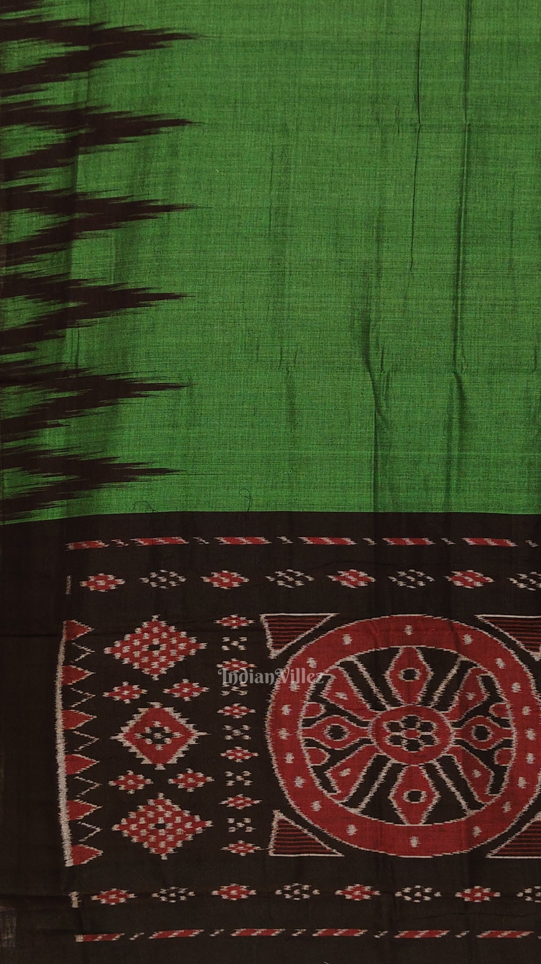 Green Black Kargil Kumbha Maniabandha Cotton Saree