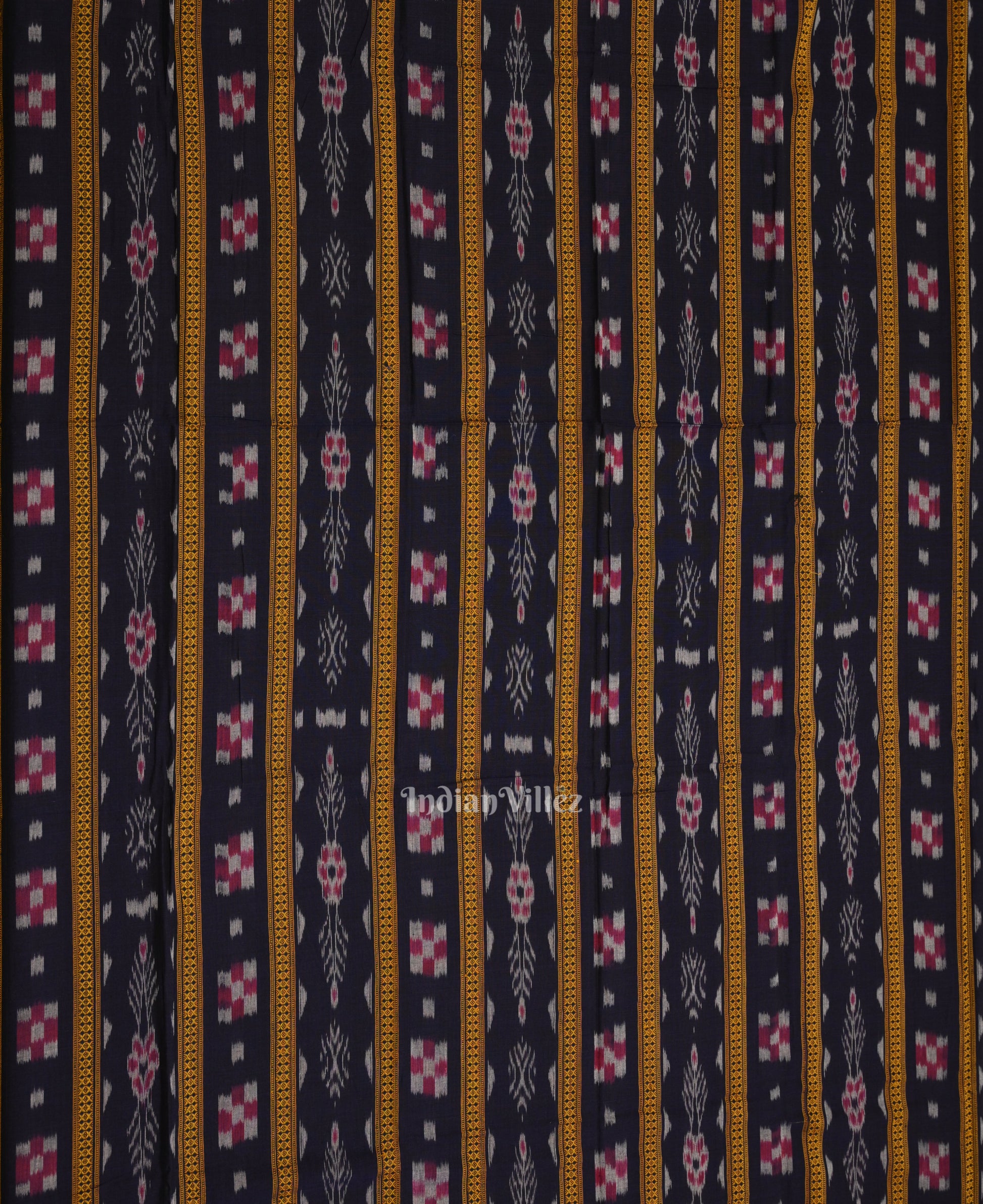 Navy Blue Red Pure Cotton Sambalpuri Dress Material & Dupatta