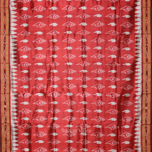 Maroon Red Sankha Theme Odisha Handloom Khandua Silk Saree