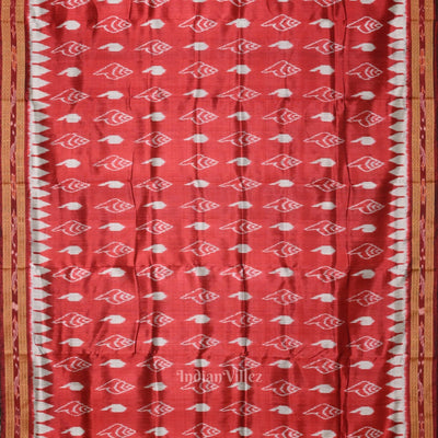Maroon Red Sankha Theme Odisha Handloom Khandua Silk Saree