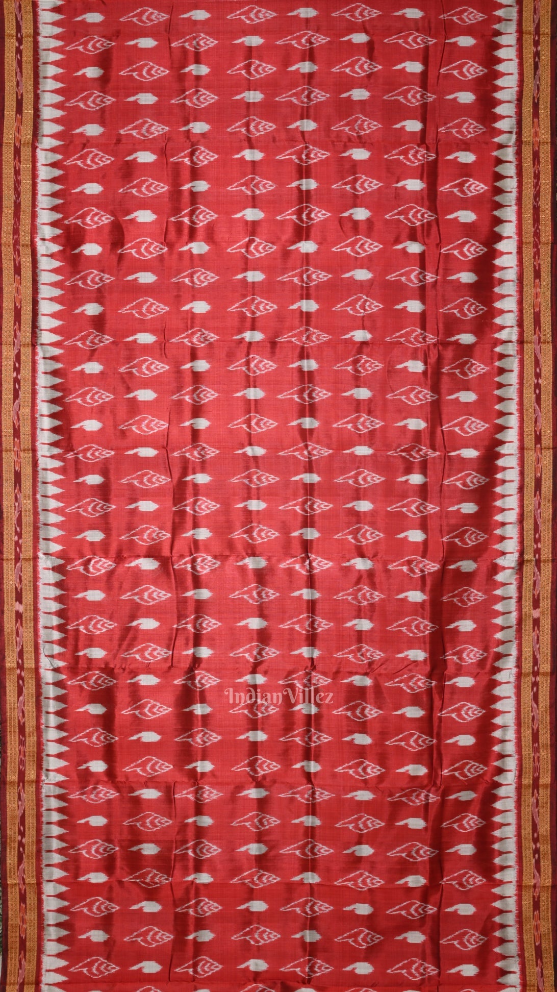 Maroon Red Sankha Theme Odisha Handloom Khandua Silk Saree