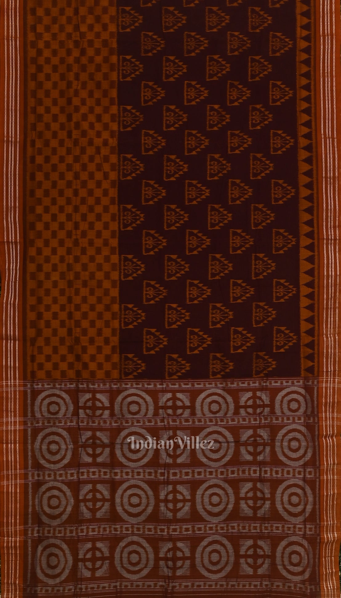 Coffee with Brown Odisha  Sambalpuri  ikat Pure Cotton Saree
