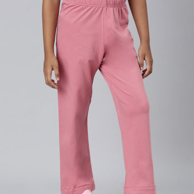 Girls Blush Pink Side Stripe Mid Rise Track Pants