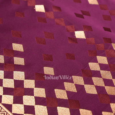 Deep Purple Soft Pure Mashru Satin Silk Banarasi Saree