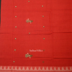 Green with Red Doll Odisha Ikat  Sambalpuri Dress Material & Dupatta