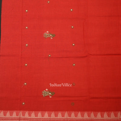 Green with Red Doll Odisha Ikat  Sambalpuri Dress Material & Dupatta