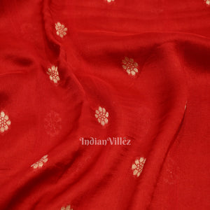 Deep Red Shikargah Theme Tussar Banarasi Handloom Silk Saree
