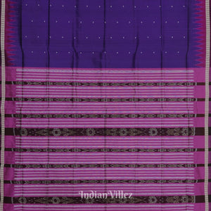 Purple Maroon Single Butta Design Odisha Ikat Bomkai Silk Saree