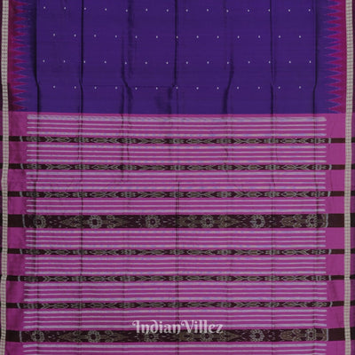 Purple Maroon Single Butta Design Odisha Ikat Bomkai Silk Saree
