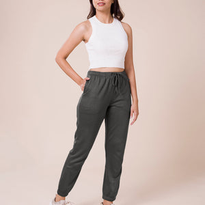 Women Solid Silver Grey Mid Rise Ultra Warm Jogger