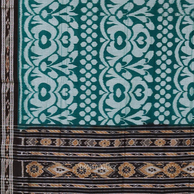 Green Black Floral Odisha Ikat Sambalpuri Cotton Saree