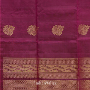 Deep Maroon With Golden Floral Design Pure Kanjivaram Soft Silk Saree