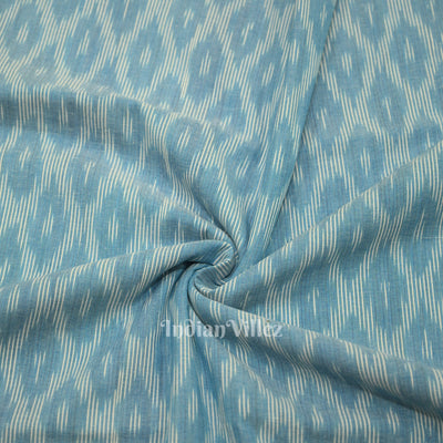 Light Blue Pochampally Ikat Cotton Fabric