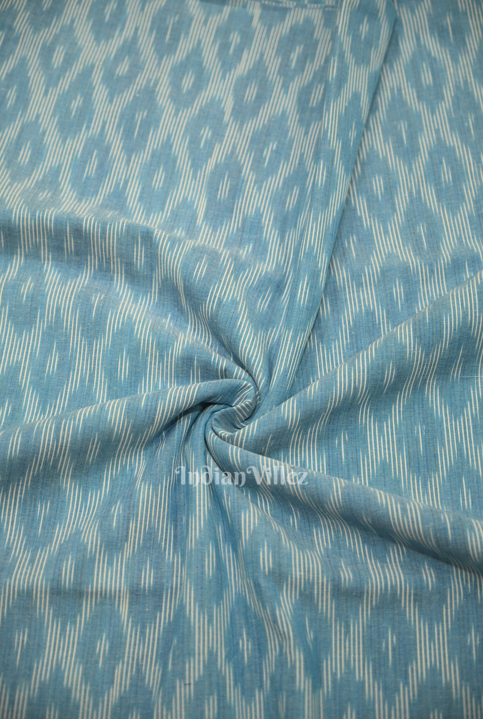 Light Blue Pochampally Ikat Cotton Fabric