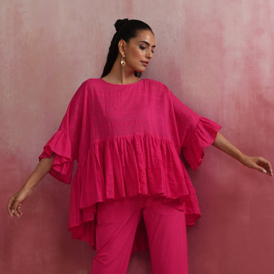 trueBrowns Pink Cotton Dobby Co-ord set
