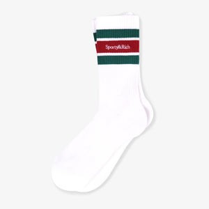 SPORTY & RICH | SERIF LOGO STRIPED { WHITE/ALPINE/LAVA