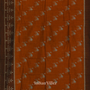 Copper Tribal Theme Odisha Ikat Sambalpuri Pure Cotton Saree