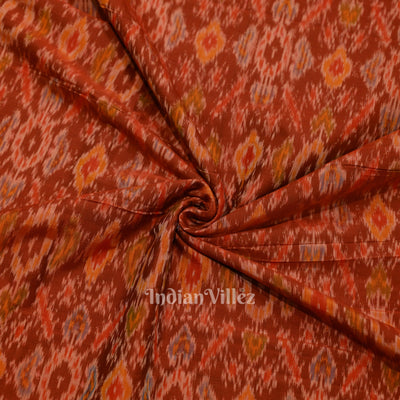 Exclusive Maroon Pochampally Ikat Silk & Cotton (Sico) Fabric