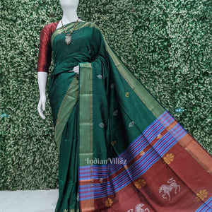Green Maroon Pure Bishnupuri Silk Saree