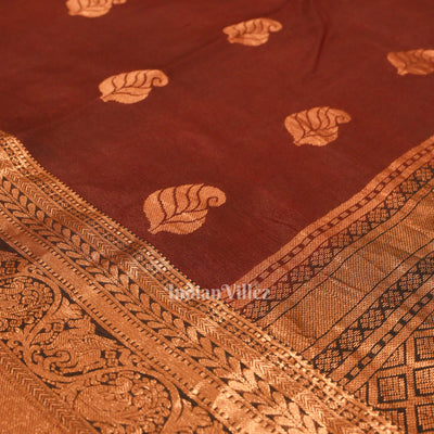 Black Maroon Pure Kanjivaram Silk Saree