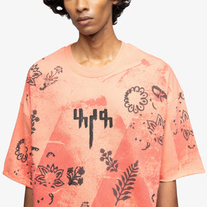 F A R A K | CORAL BLOCK PRINTED T-SHIRT { PINK/PINK