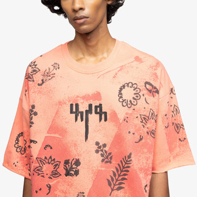 F A R A K | CORAL BLOCK PRINTED T-SHIRT { PINK/PINK