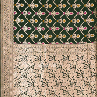 Green Meenakari Pure Mashru Satin Silk Banarasi Saree