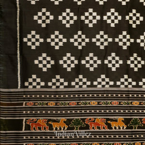 Black Odisha Ikat Pasapali Designer Contemporary Silk Saree