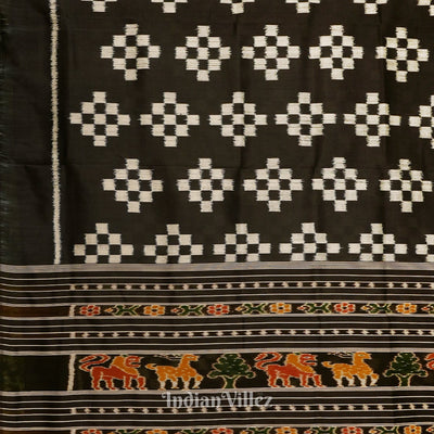 Black Odisha Ikat Pasapali Designer Contemporary Silk Saree