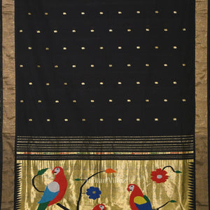 Black Butta Design Cotton Paithani Saree