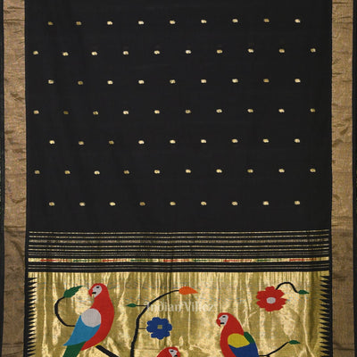 Black Butta Design Cotton Paithani Saree
