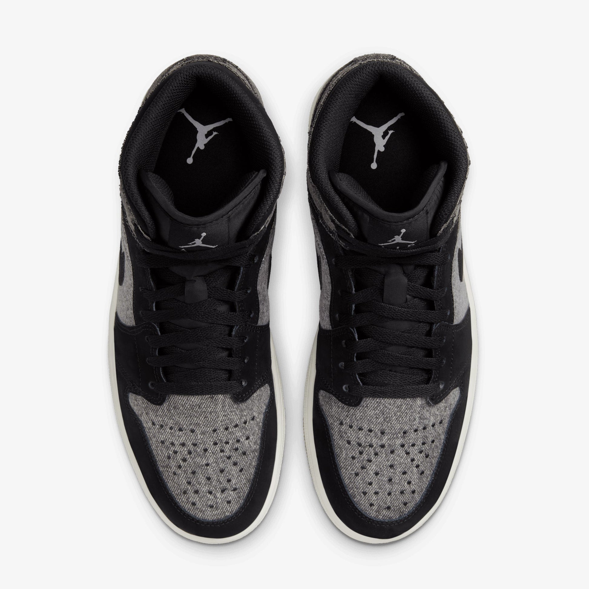 JORDAN | AIR JORDAN 1 MID SE V2 { BLACK/BLACK-SAIL-GUM MED BROWN