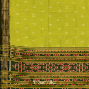 Parrot Green Odisha Ikat Khandua Silk Saree