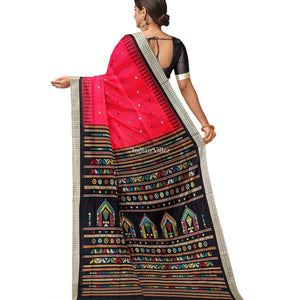Red Black Dolabedi Sambalpuri Bomkai Silk Saree