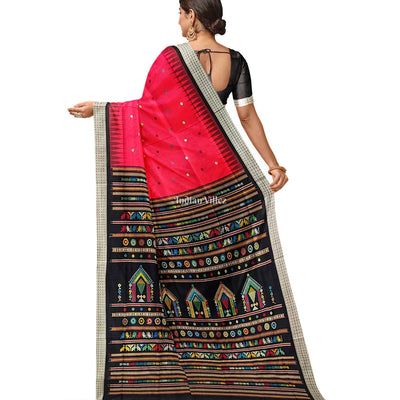 Red Black Dolabedi Sambalpuri Bomkai Silk Saree