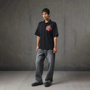ALMOST GODS | ASSEMBLAGE BOXY POLO { BLACK