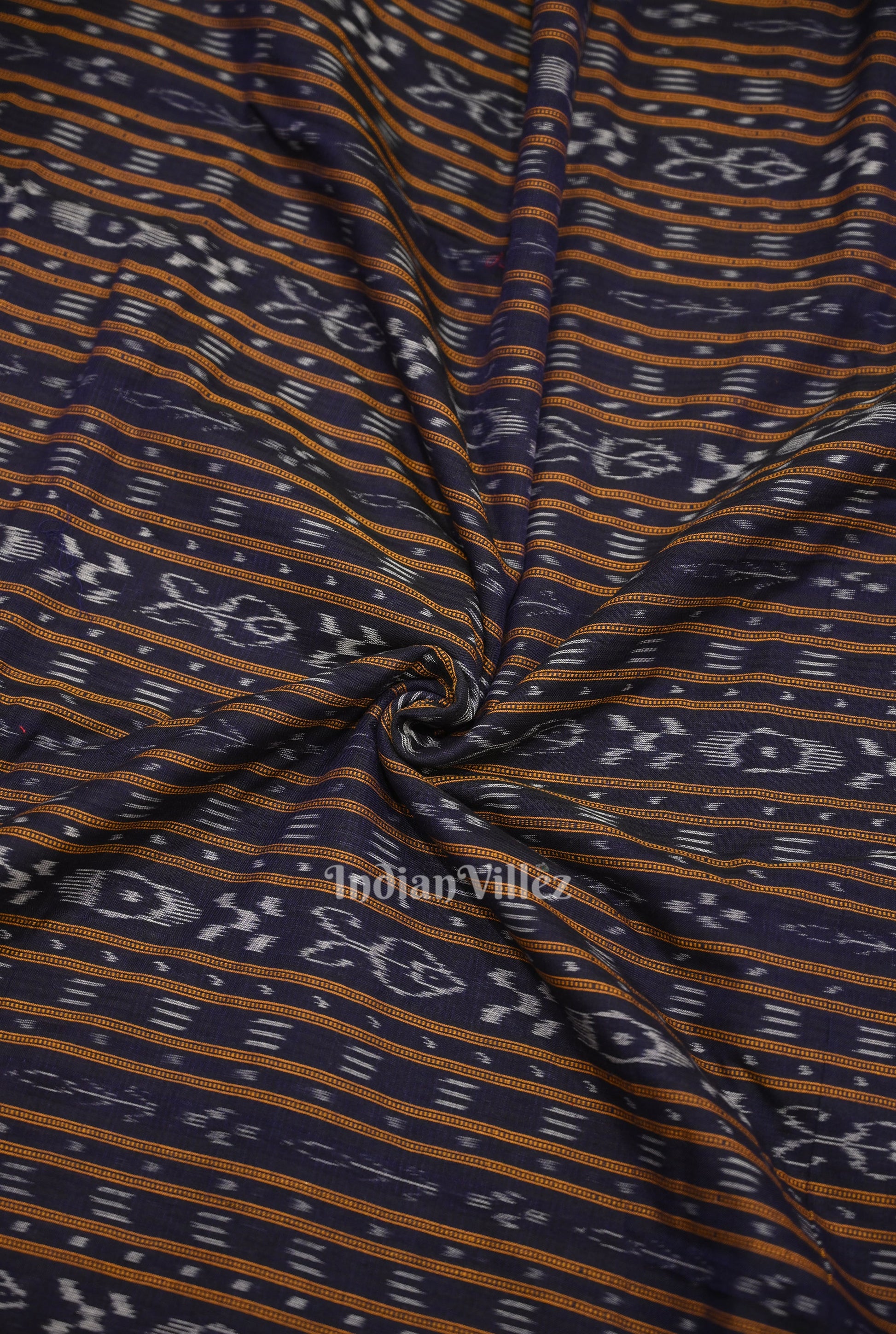 Navy Blue Sambalpuri Odisha Ikat Cotton Fabric