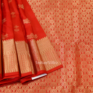 Bridal Red pure authentic Kanjivaram Silk Saree with  Zari Brocade