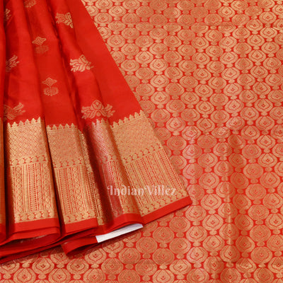 Bridal Red pure authentic Kanjivaram Silk Saree with  Zari Brocade